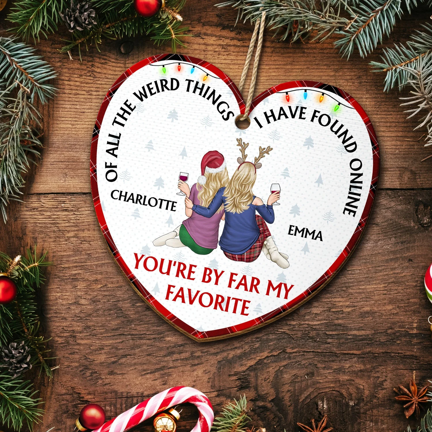 Of All The Weird Things - Christmas Gift For Couples, Wife, Husband - Personalized Custom Shaped Wooden Ornament - Image 5