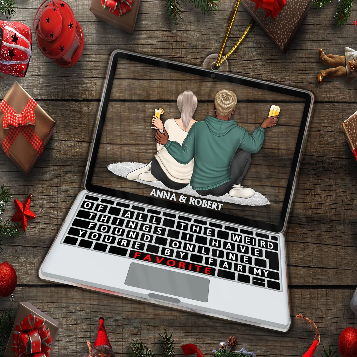 Of All The Weird Things - Christmas, Loving, Anniversary Gift For Couple, Spouse, Husband, Wife - Personalized Custom Shaped Acrylic Ornament - Image 5