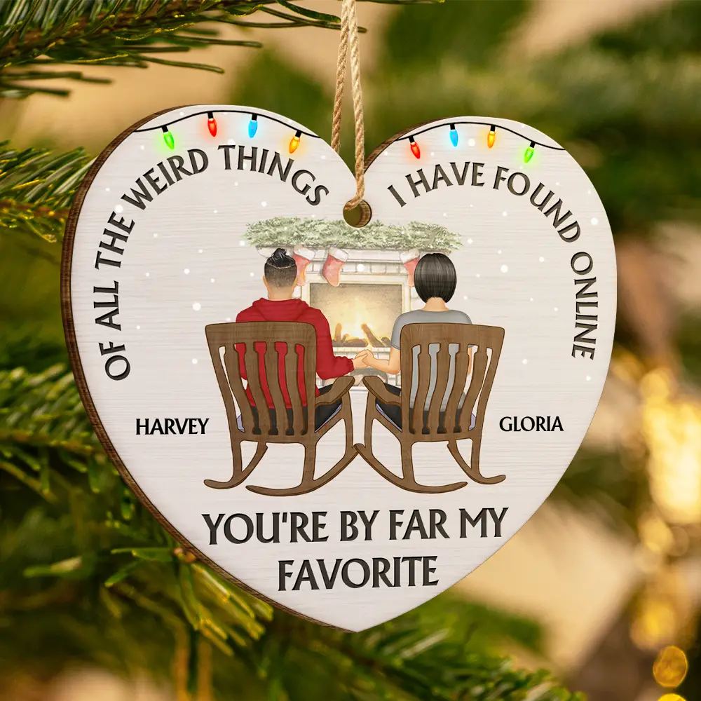 Of All The Weird Things I Have Found Online Christmas Couples - Personalized Custom Shaped Wooden Ornament - Image 3