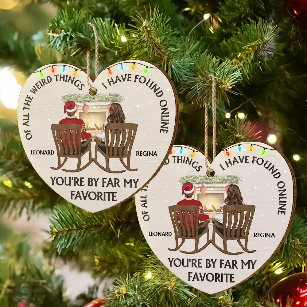 Of All The Weird Things I Have Found Online Christmas Couples - Personalized Custom Shaped Wooden Ornament - Image 6