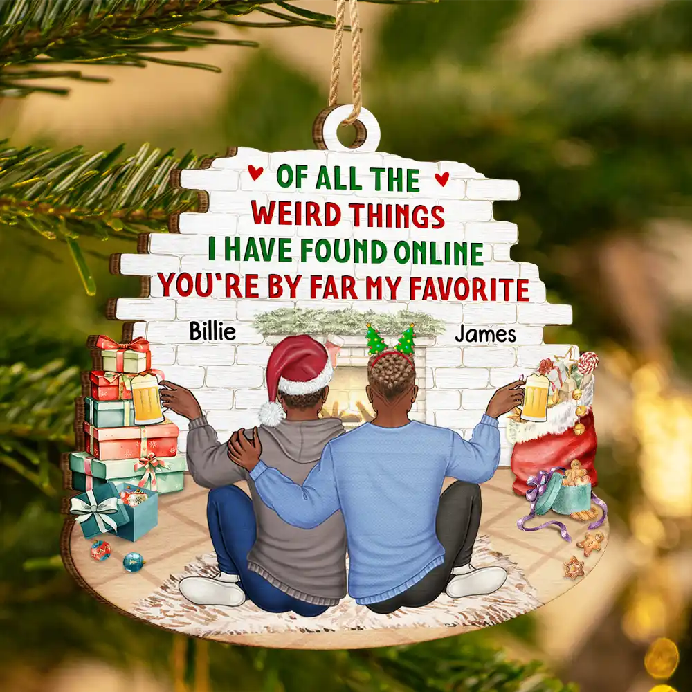 Of All The Weird Things I Have Found Online Couples Christmas - Personalized Custom Shaped Wooden Ornament - Image 3