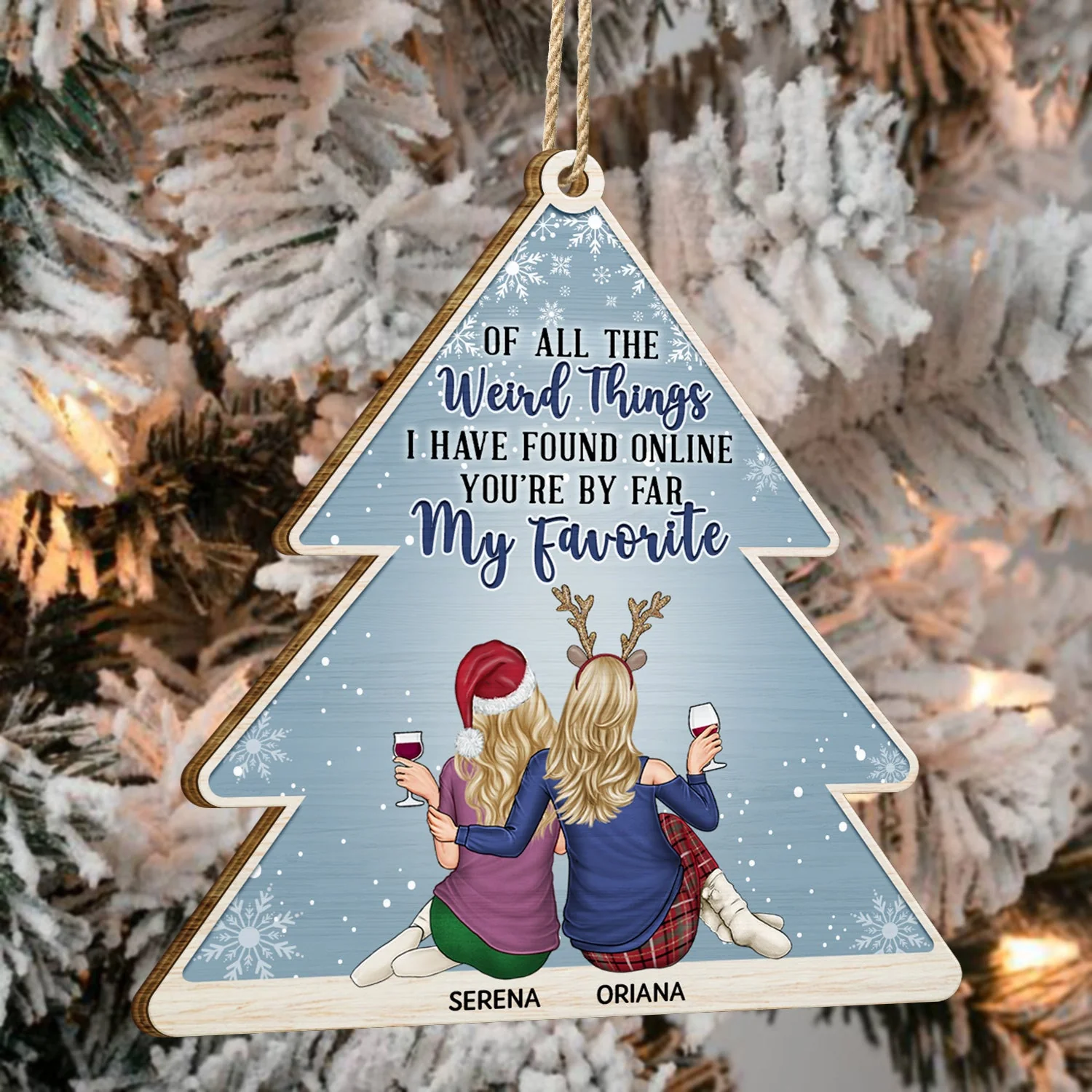Of All The Weird Things Pine - Christmas Gift For Couples, Husband, Wife - Personalized Custom Shaped Wooden Ornament - Image 4