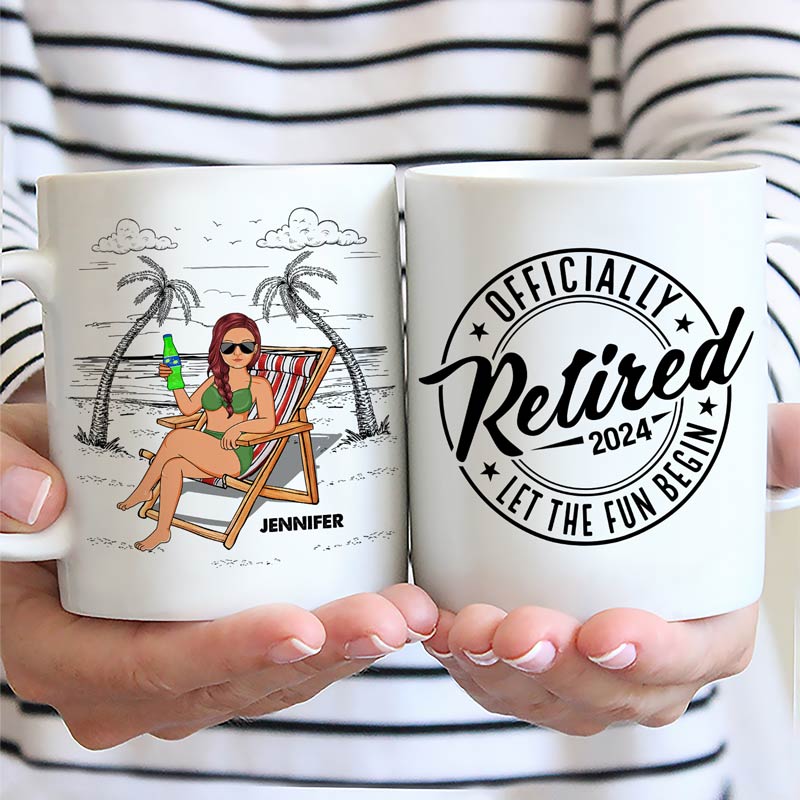 Officially Retired Let The Fun Begin - Personalized Mug - Image 2