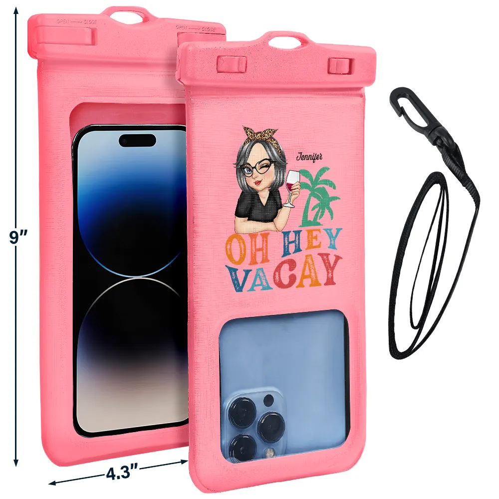 Oh Hey Vacay Turban Woman Summer Beach - Personalized Waterproof Phone Pouch - Image 3