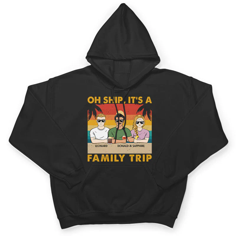 Oh Ship It's A Family Trip Retro Beach - Gift For Parents - Personalized Custom T Shirt - Image 4
