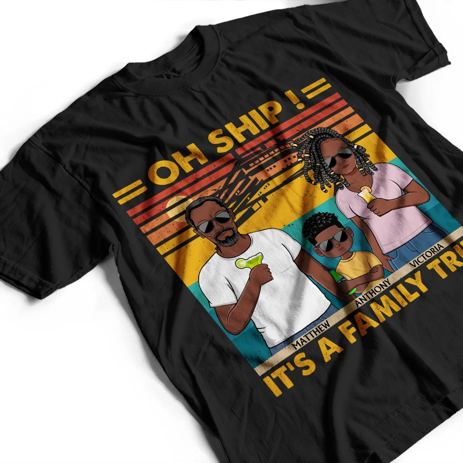 Oh Ship It's A Family Trip Traveling Cruising Beach - Funny, Vacation Gift For Husband, Wife, Couples, Dad, Mom - Personalized Custom T Shirt - Image 3
