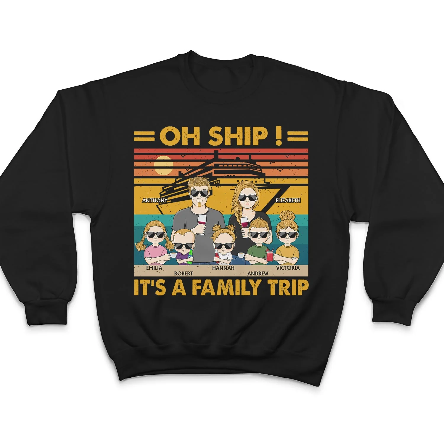 Oh Ship It's A Family Trip Traveling Cruising Beach - Funny, Vacation Gift For Husband, Wife, Couples, Dad, Mom - Personalized Custom T Shirt - Image 5