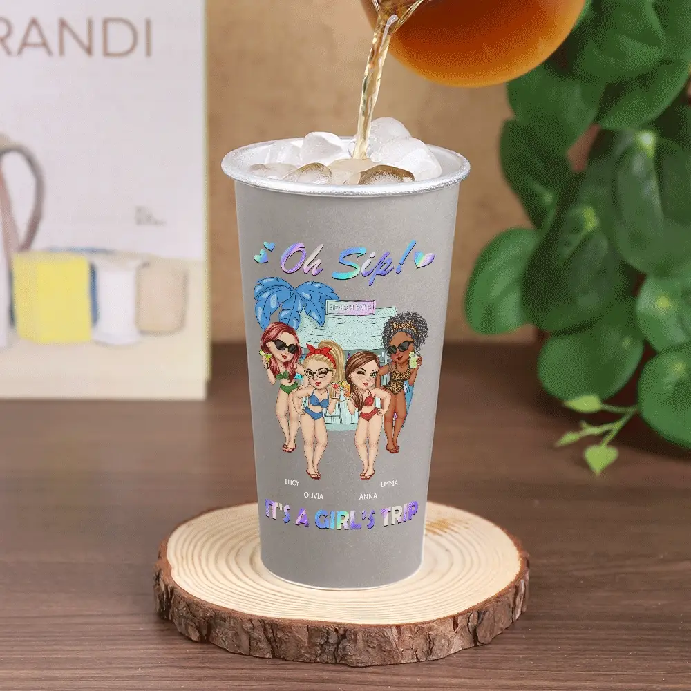 Oh Sip! It's A Girls' Trip Summer - Personalized Aluminum Color Changing Cup - Image 2