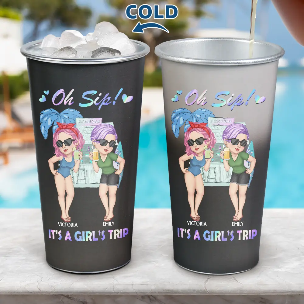 Oh Sip! It's A Girls' Trip Summer - Personalized Aluminum Color Changing Cup - Image 4