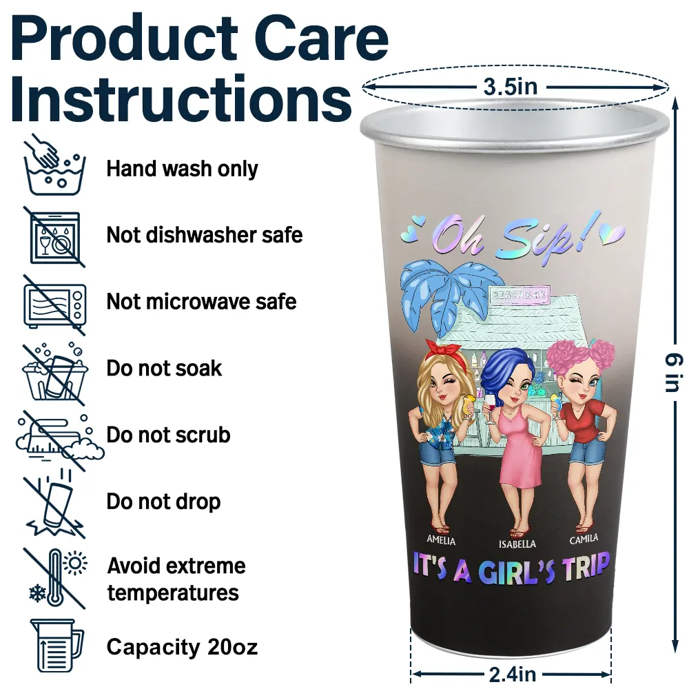 Oh Sip! It's A Girls' Trip Summer - Personalized Aluminum Color Changing Cup - Image 5