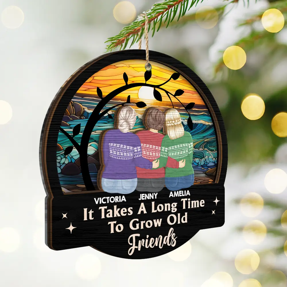 Old Besties Limitless Laugh Countless Memories Endless Friendship - Personalized 2-Layered Mix Ornament - Image 2
