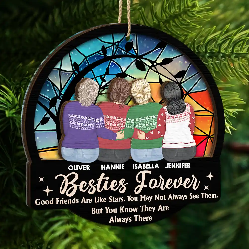 Old Besties Limitless Laugh Countless Memories Endless Friendship - Personalized 2-Layered Mix Ornament - Image 5