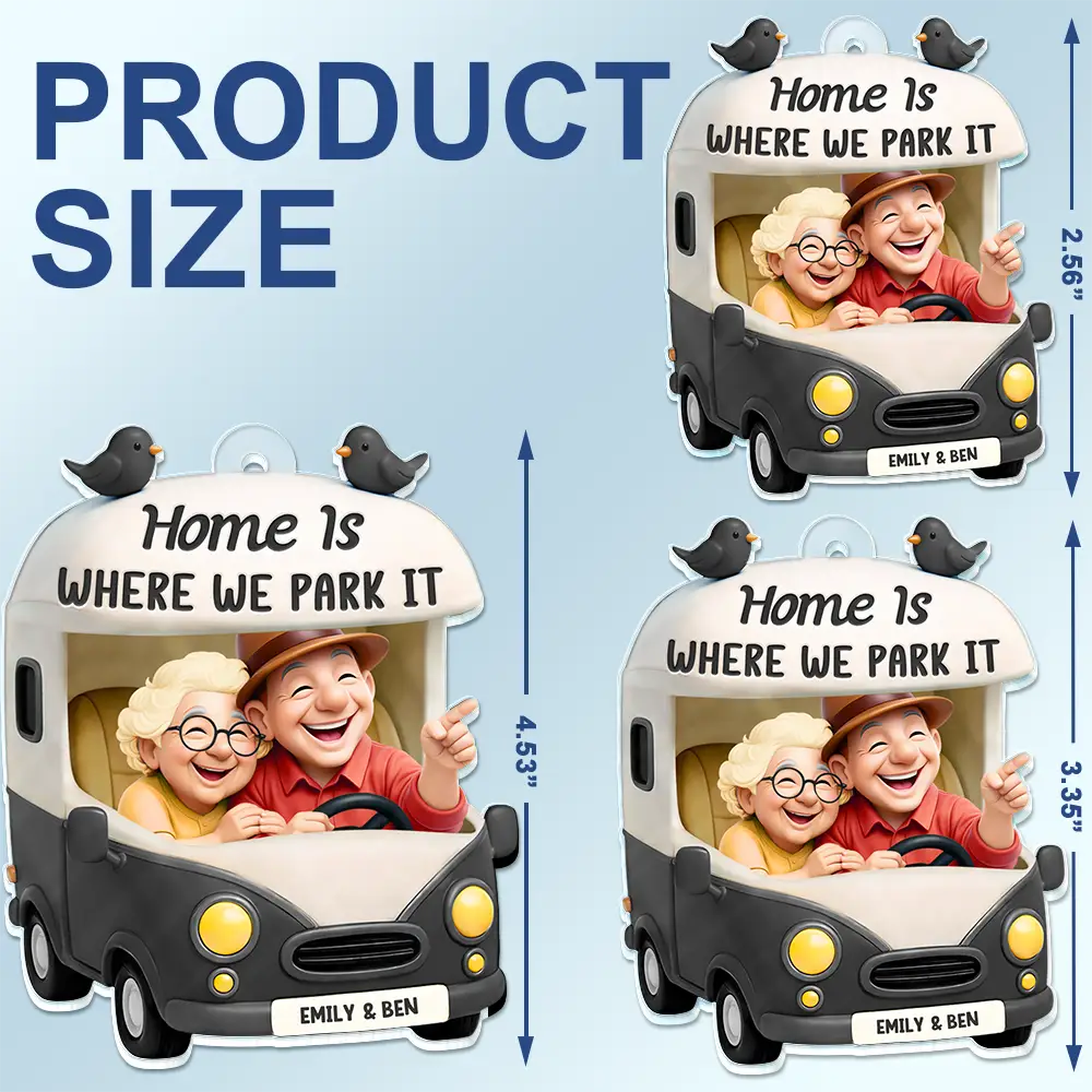 Old Couple Camping Partners For Life - Personalized Acrylic Car Hanger - Image 4