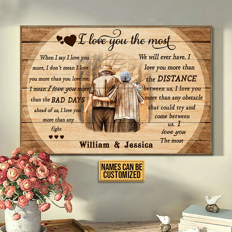 Old Couple I Love You The Most Custom Poster, Gifts For Wedding, Anniversary, Birthday, Grandparents' Day Gift - Image 3