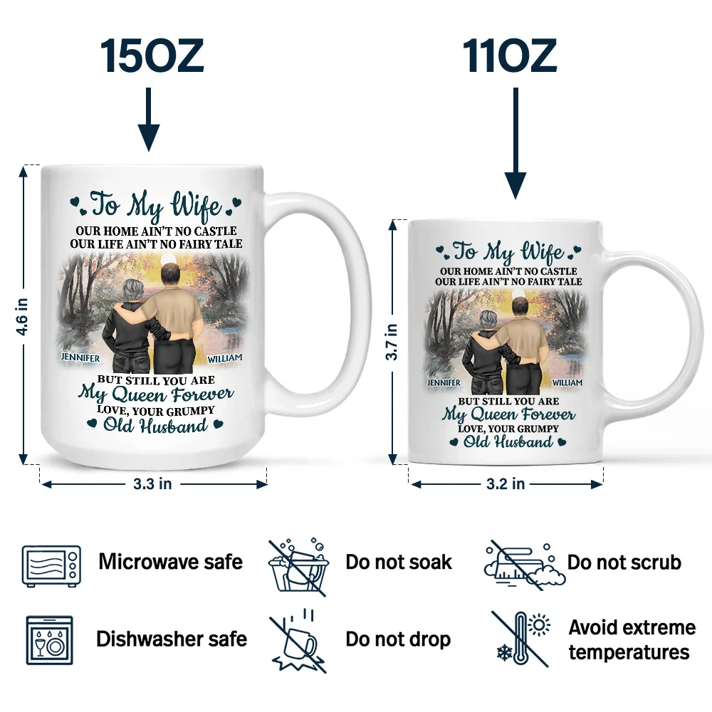 Old Couple Our Home Ain't No Castle - Personalized Mug - Image 4