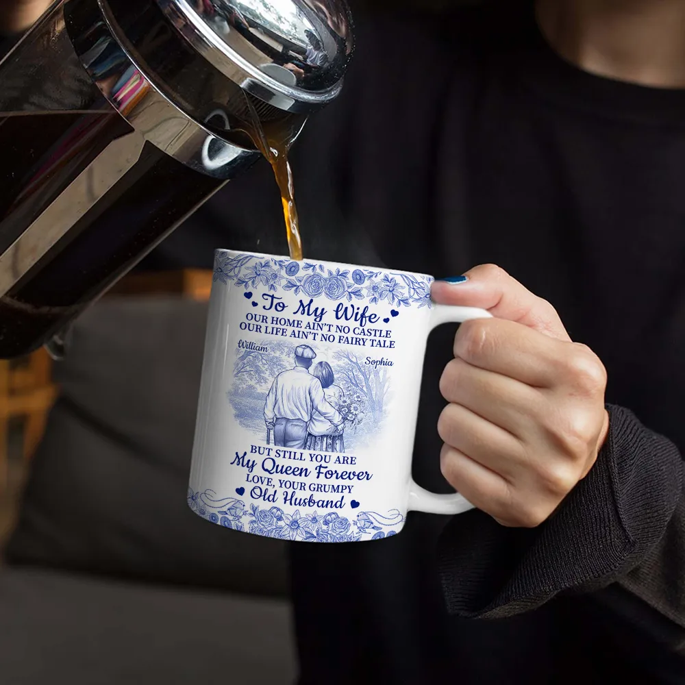Old Couple Our Home Ain't No Castle - Personalized White Edge-to-Edge Mug - Image 4