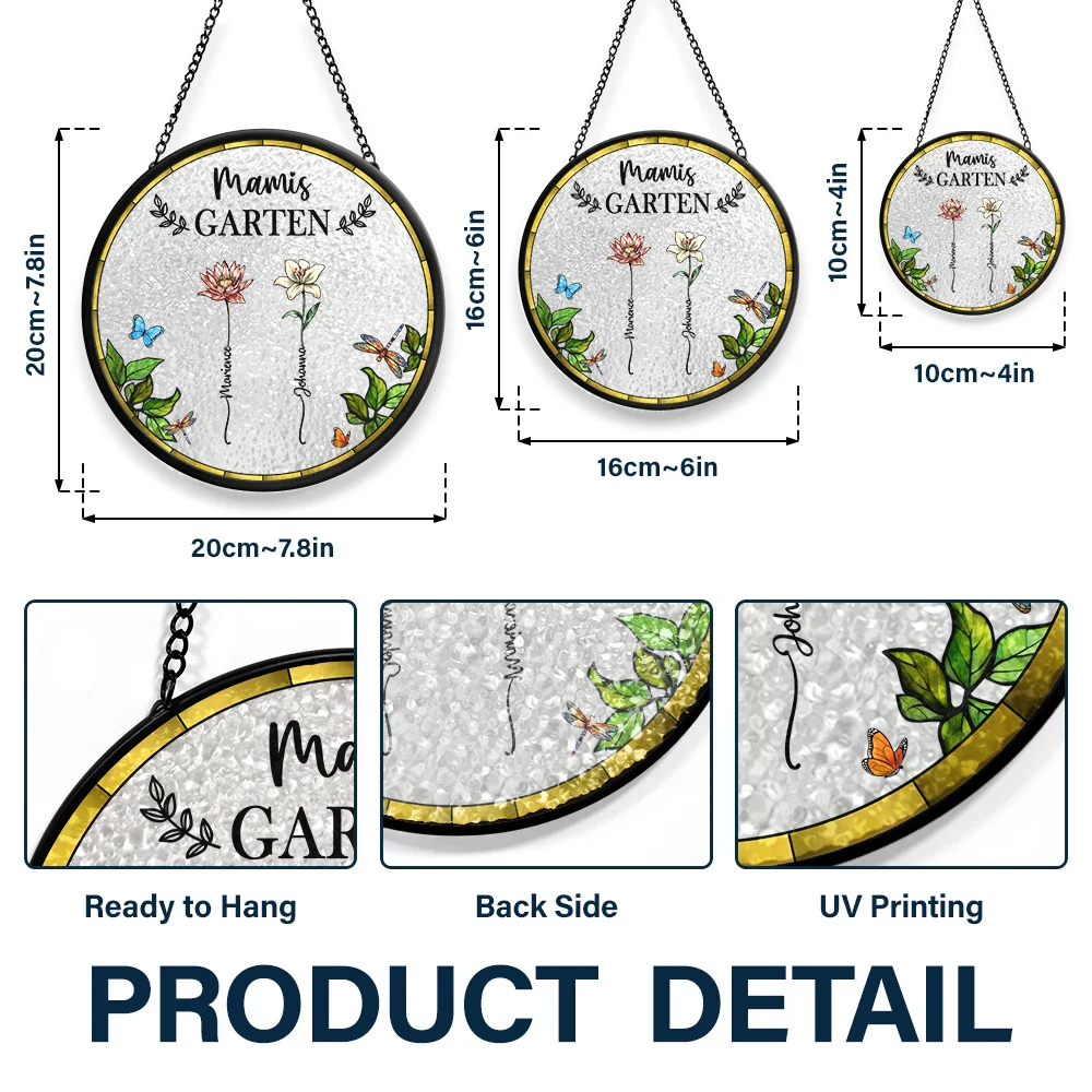 Omas Mamas Garten - Personalisierter Buntglas-Fenster-Sonnenfänger Zum Aufhängen - Image 3