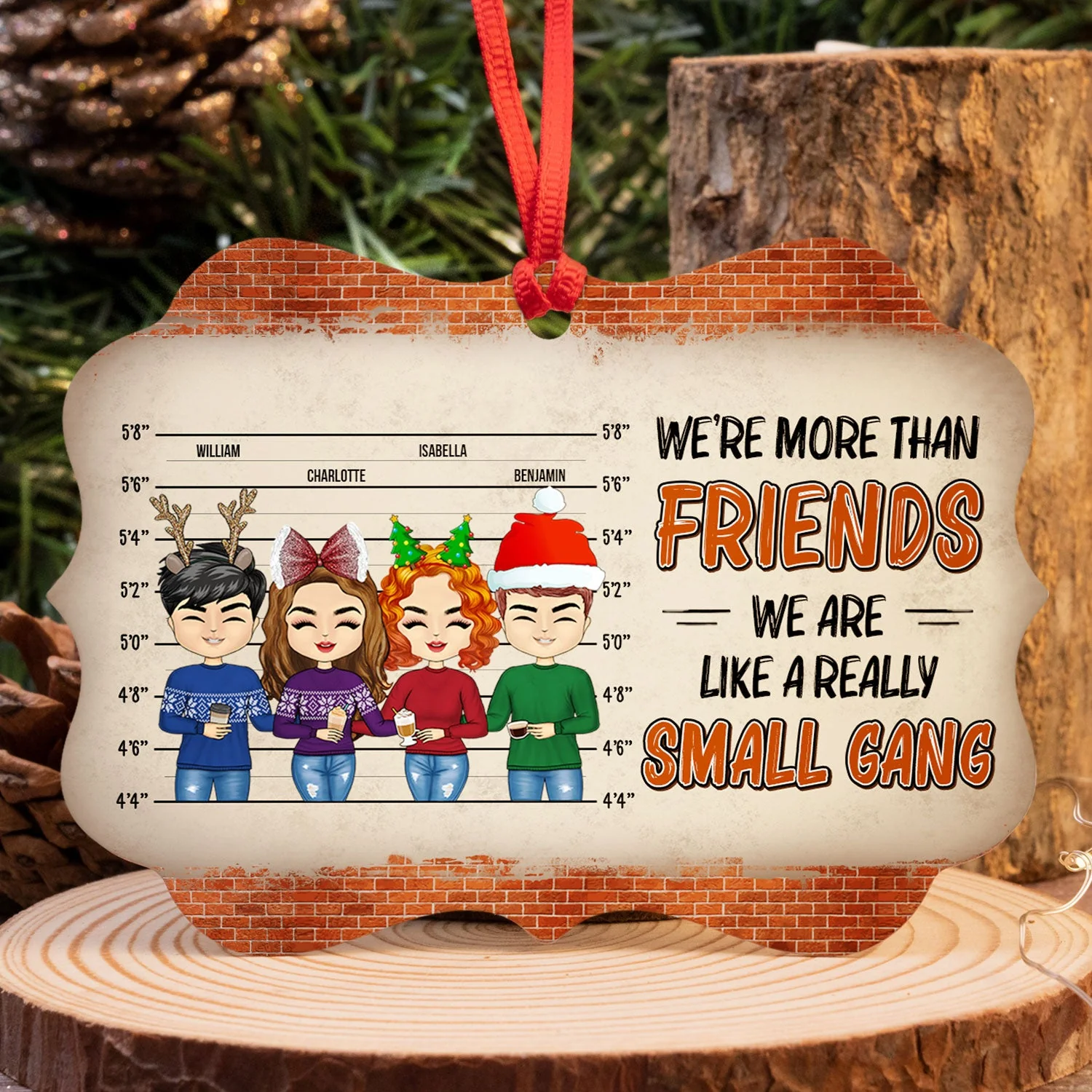 On The Naughty List And We Regret Nothing - Christmas Gift For Bestie - Personalized Custom Aluminum Ornament - Image 4