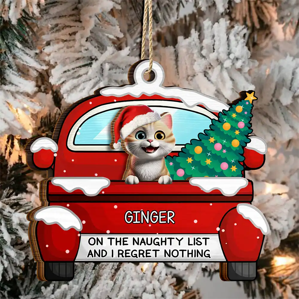 On The Naughty List - Personalized 2-Layered Wooden Ornament - Image 3