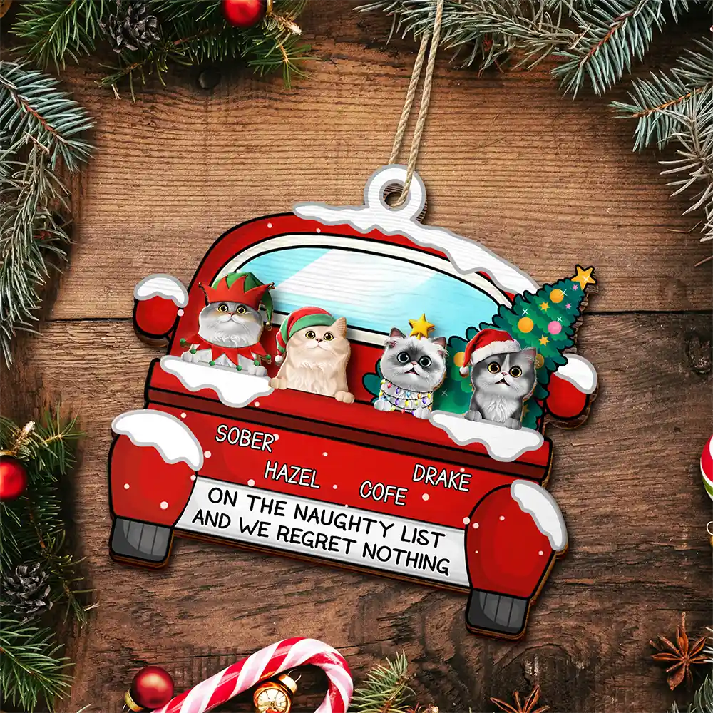 On The Naughty List - Personalized 2-Layered Wooden Ornament - Image 4
