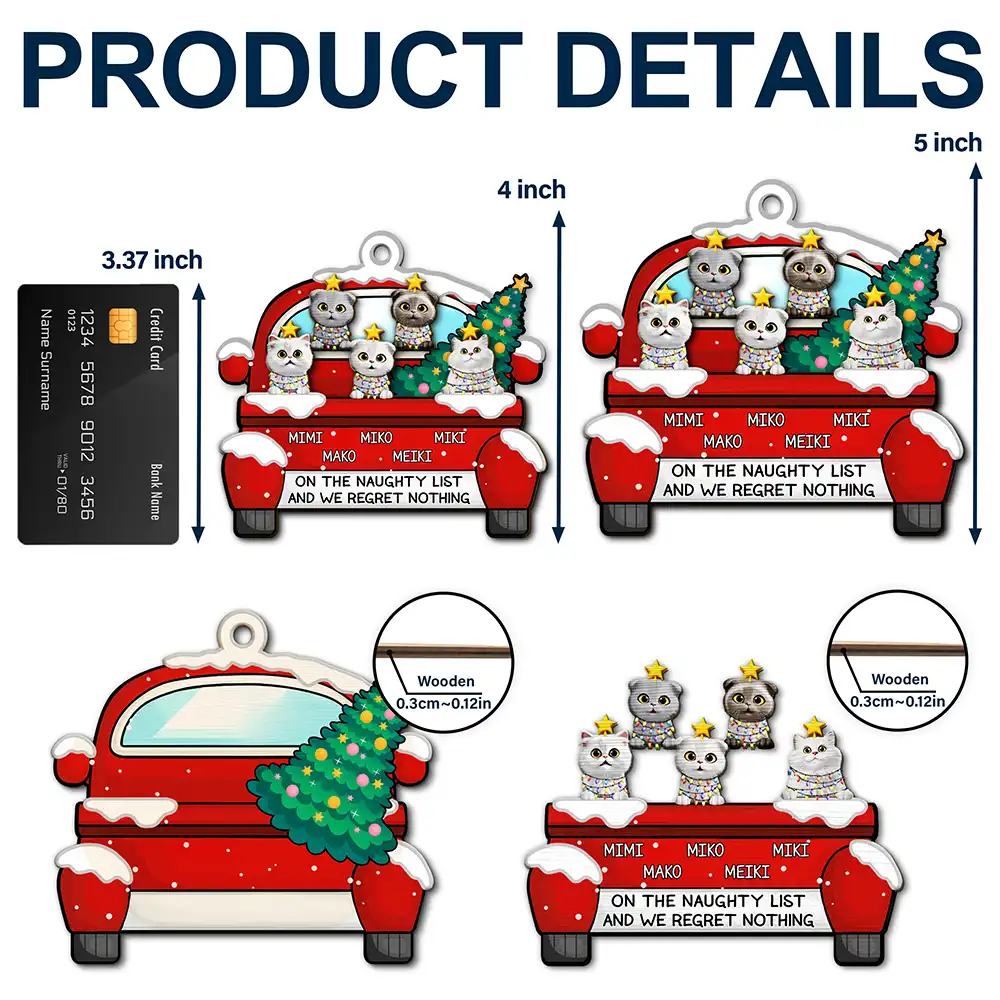 On The Naughty List - Personalized 2-Layered Wooden Ornament - Image 5