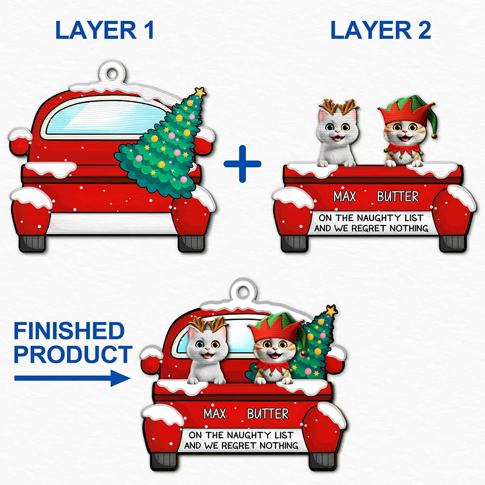 On The Naughty List - Personalized 2-Layered Wooden Ornament - Image 6