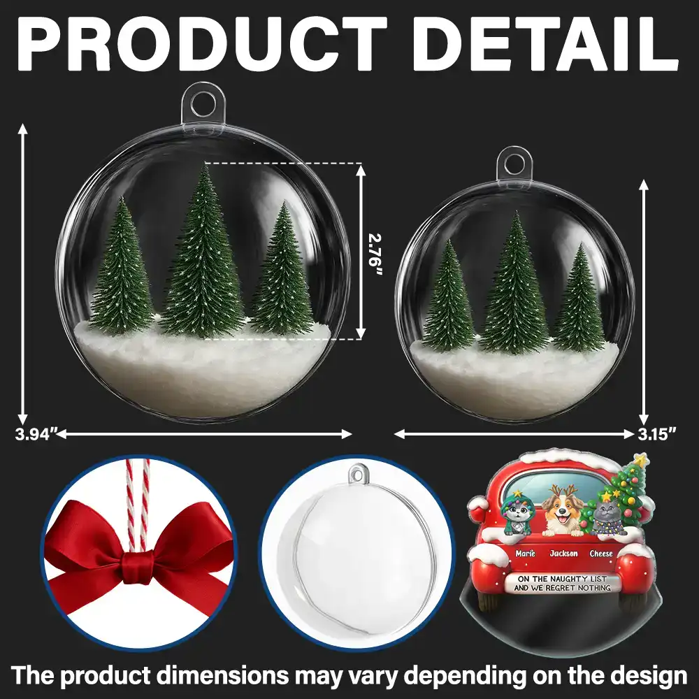 On The Naughty List - Personalized 3D Acrylic Ball Ornament - Image 2