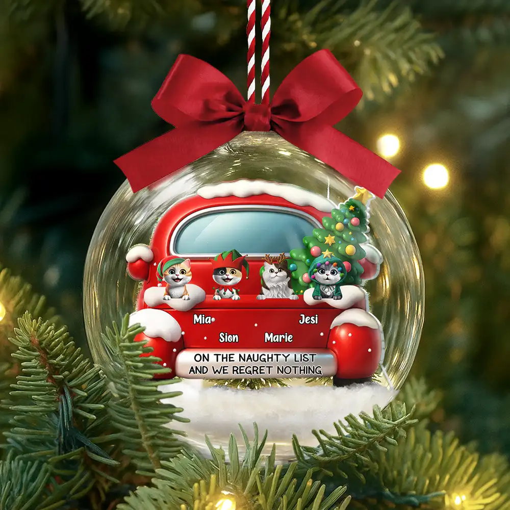 On The Naughty List - Personalized 3D Acrylic Ball Ornament - Image 3