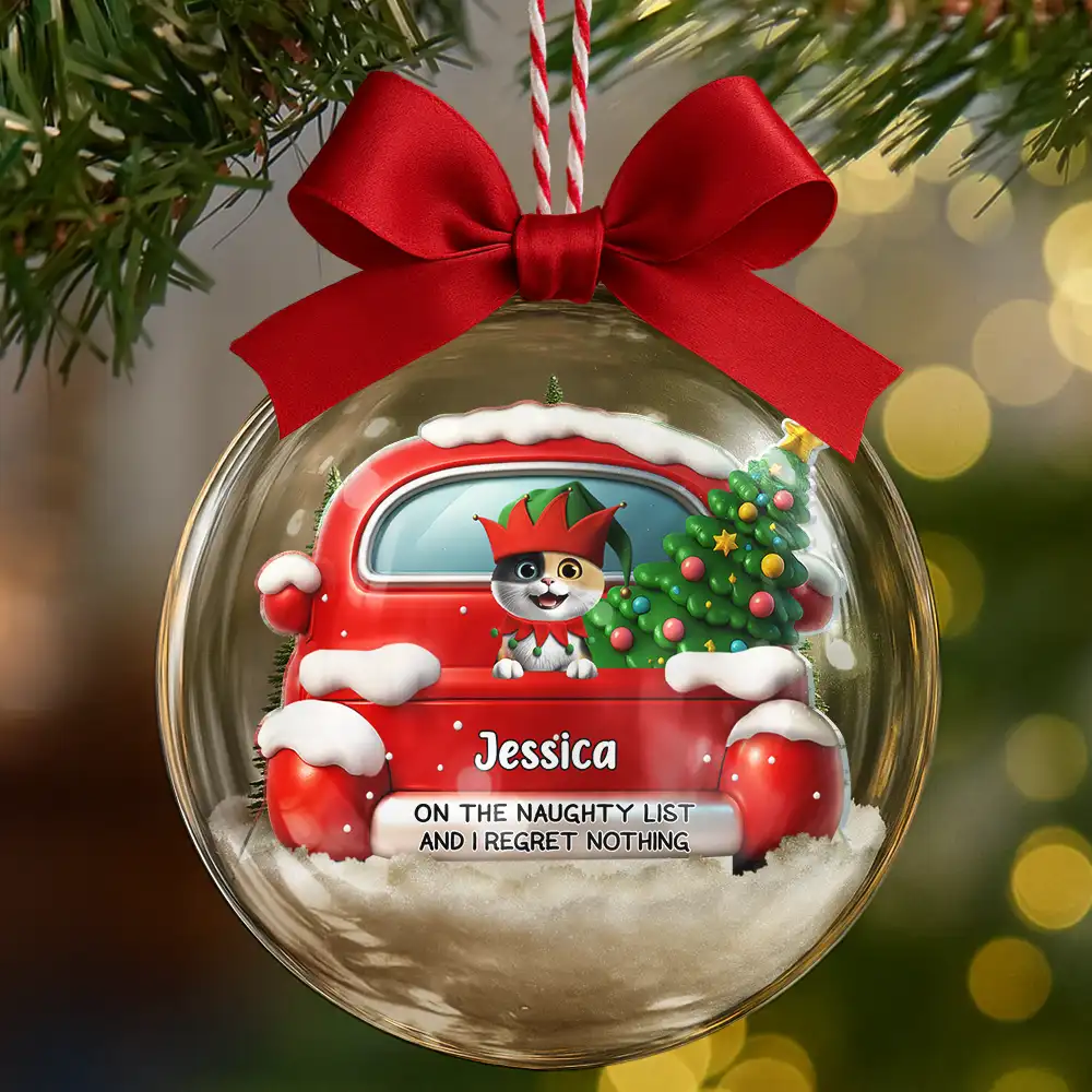 On The Naughty List - Personalized 3D Acrylic Ball Ornament - Image 6