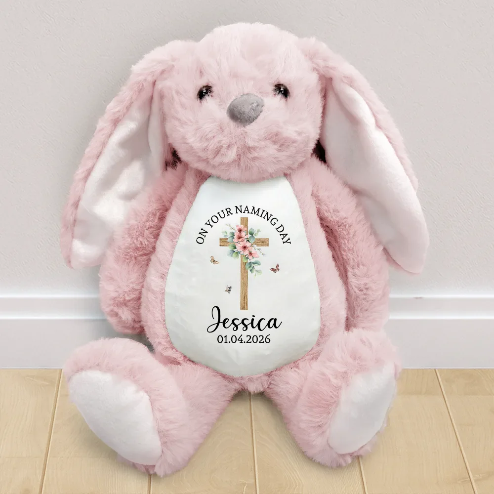 On Your Baptism Day Christening New Baby - Personalized Soft Toy Bunny - Image 2