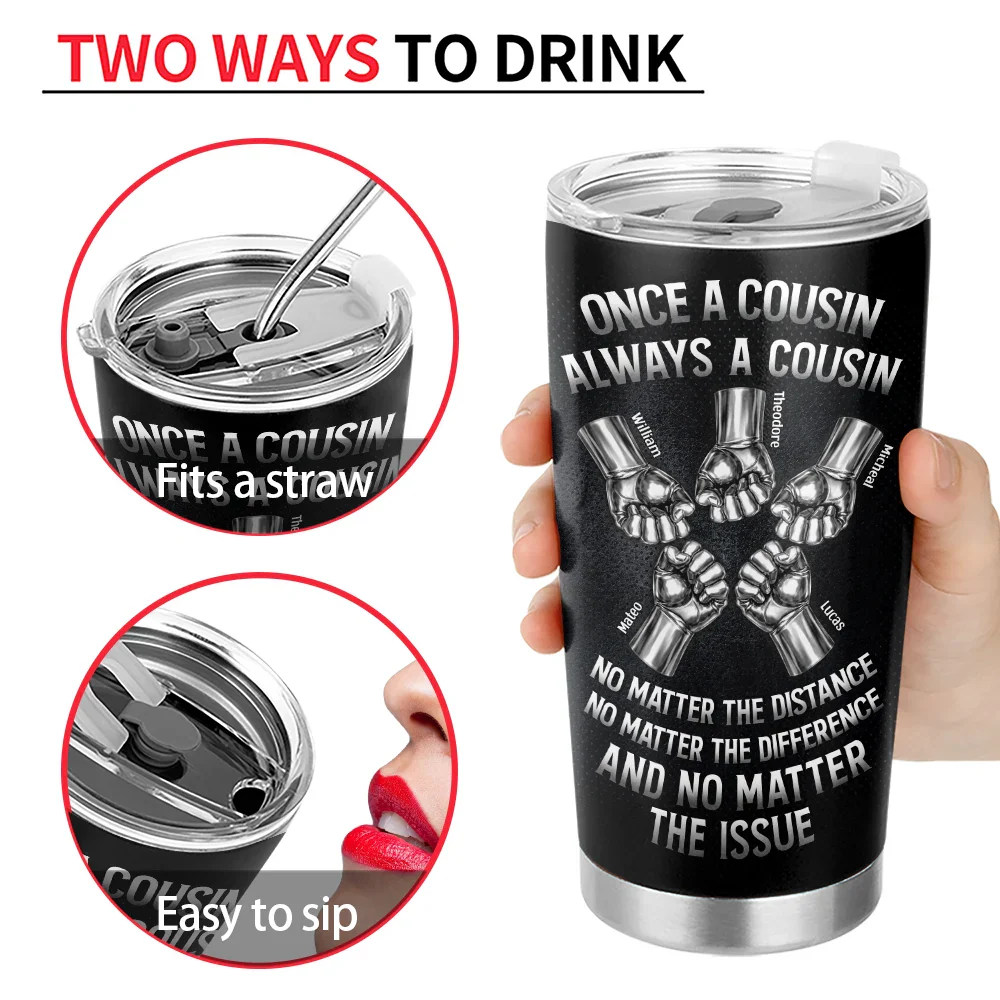 Once A Brother Always A Brother Metal Effect Hand Punch - Personalized Tumbler - Image 4