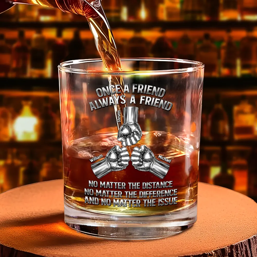 Once A Brother Always A Brother Metal Effect Hand Punch - Personalized Whiskey Glass - Image 4