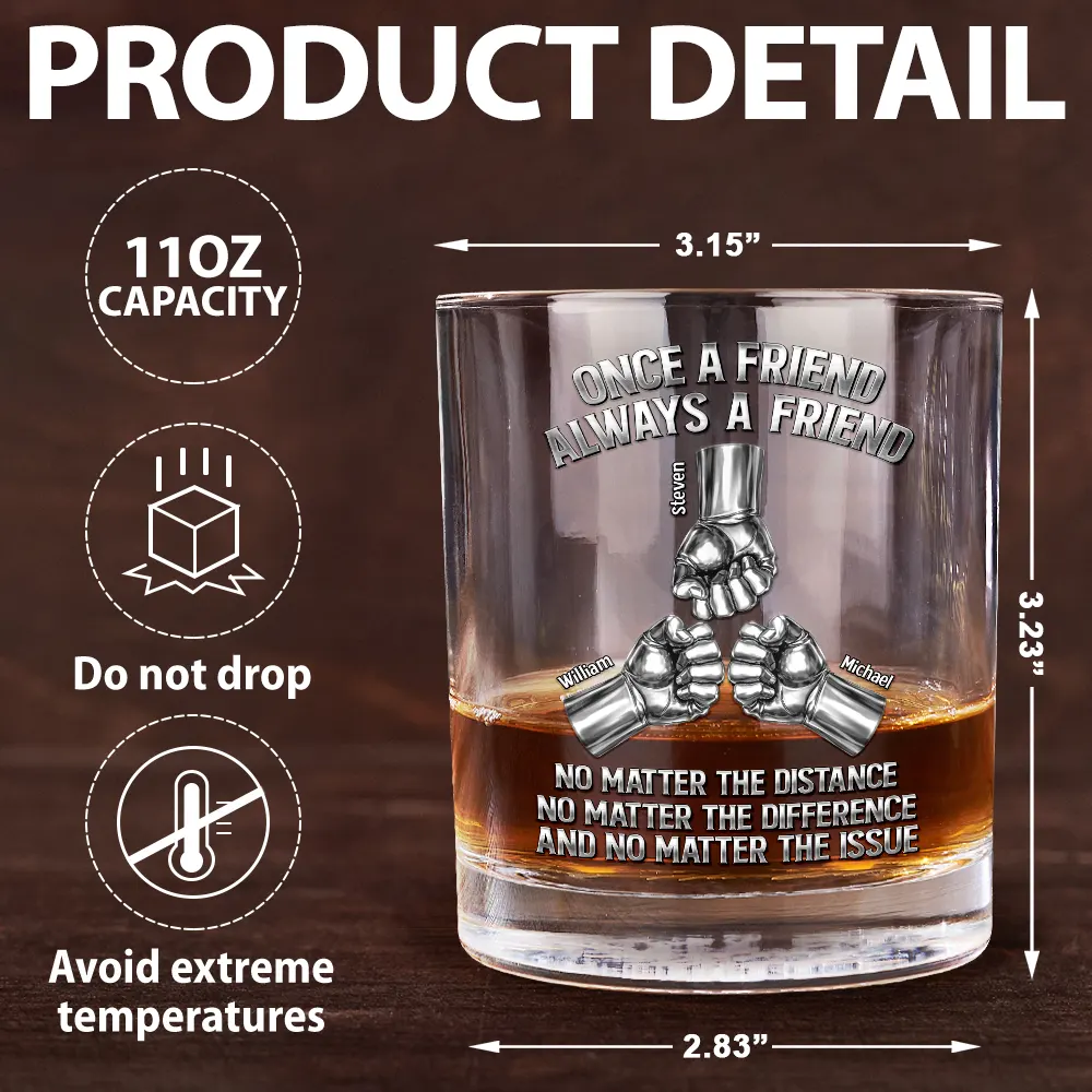 Once A Brother Always A Brother Metal Effect Hand Punch - Personalized Whiskey Glass - Image 5