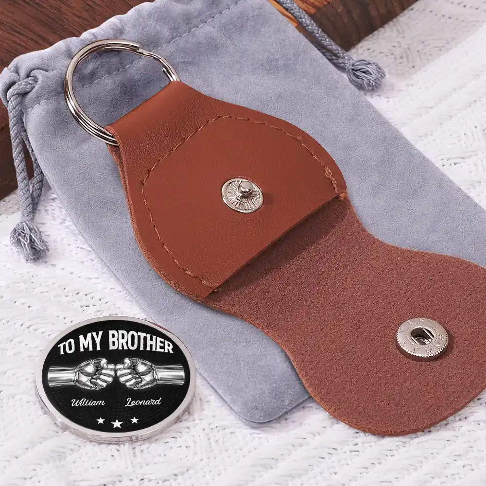 Once A Brother Always A Brother - Personalized Leather Pocket Hug - Image 2
