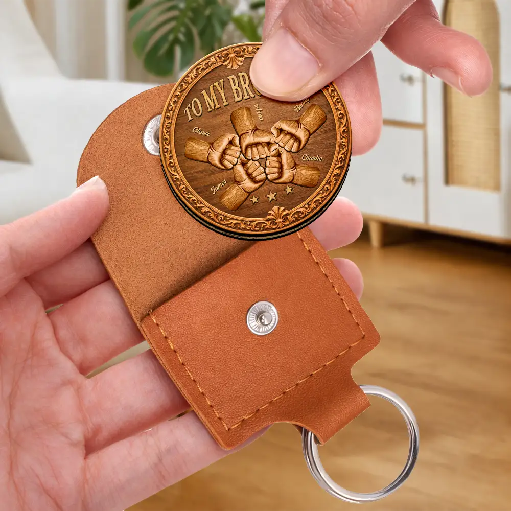 Once A Brother Always A Brother Wood Carving Hand Punch - Personalized Wooden Pocket Hug - Image 3