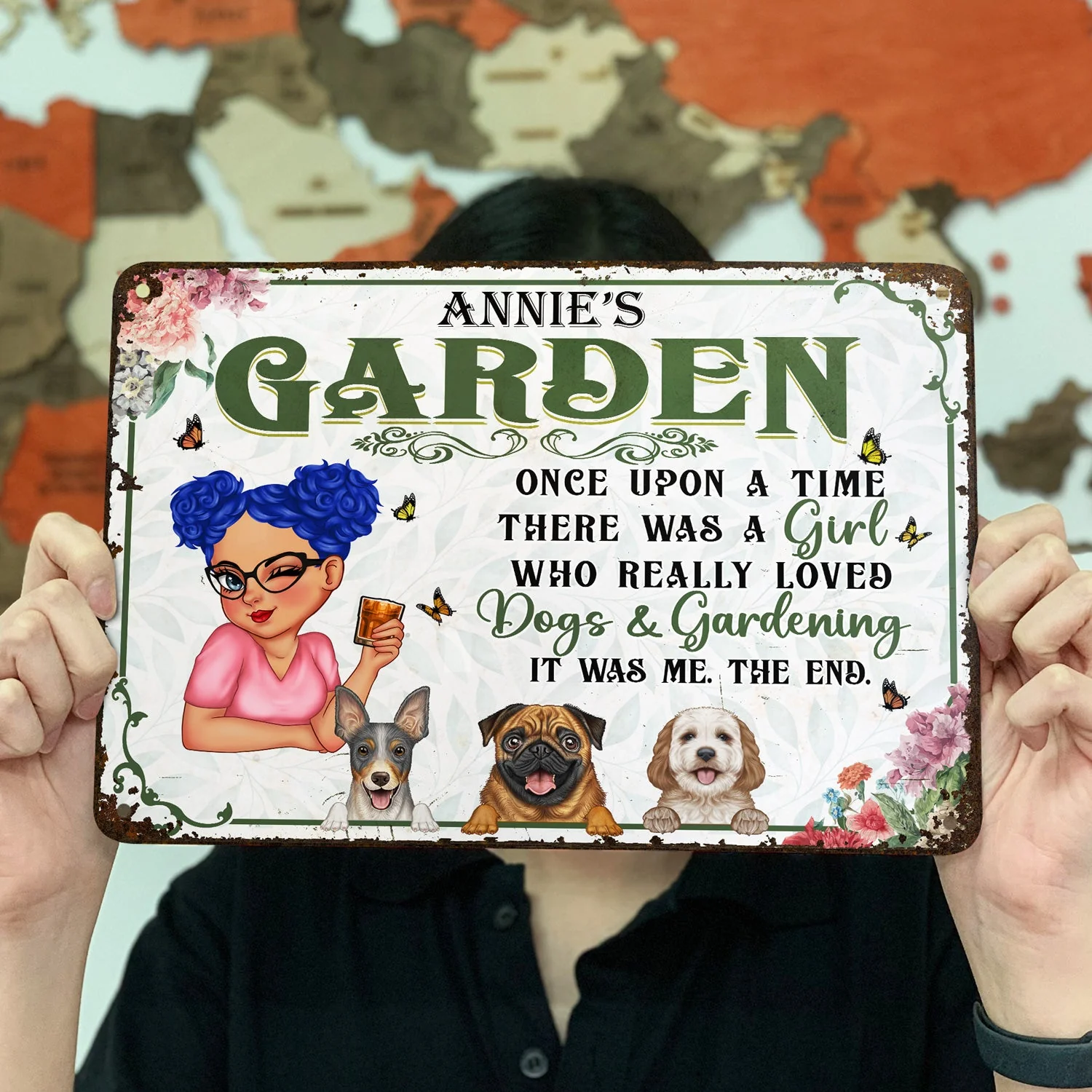 Once Upon A Time There Was A Girl - Backyard Sign, Gift For Gardening Lovers, Gardeners, Dog Lovers - Personalized Classic Metal Signs - Image 3