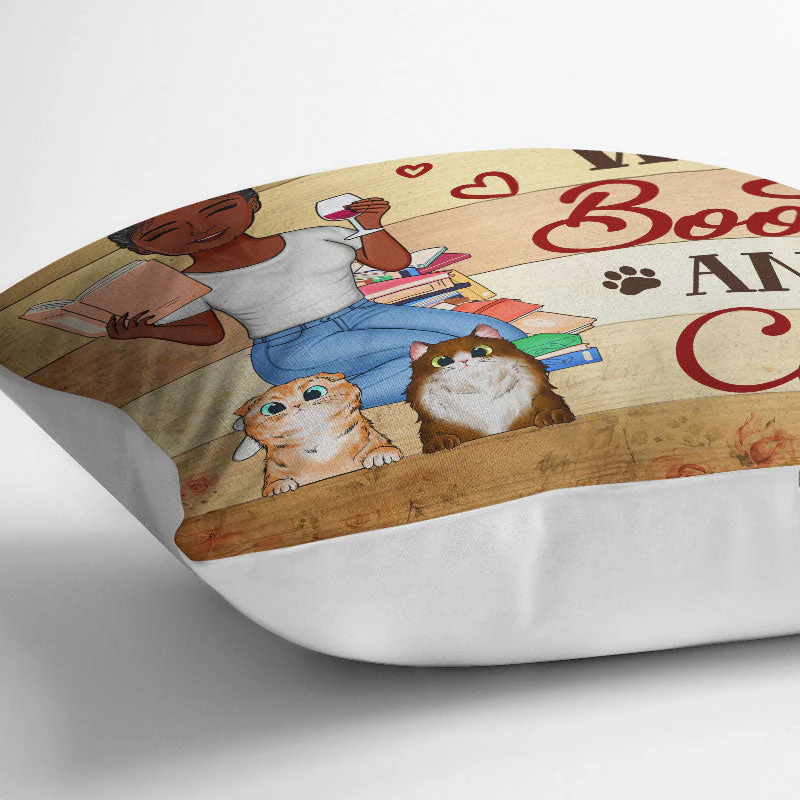 Once Upon A Time There Was A Girl Who Really Loved Books And Cats Reading - Gift For Women - Personalized Custom Pillow - Image 3