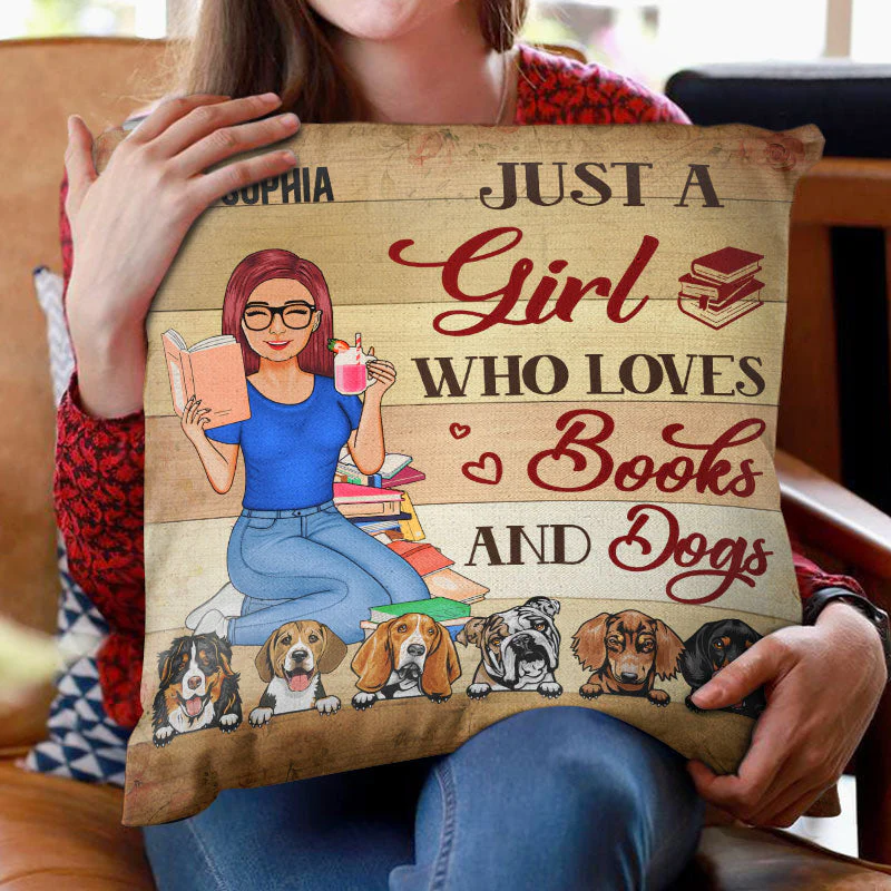 Once Upon A Time There Was A Girl Who Really Loved Books And Dogs Reading - Gift For Women - Personalized Custom Pillow - Image 2