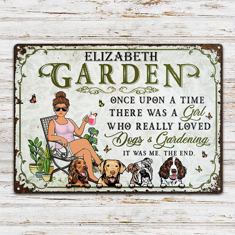 Once Upon A Time There Was A Girl Who Really Loved Dogs & Gardening Dog Lovers - Backyard Sign - Personalized Custom Classic Metal Signs - Image 2