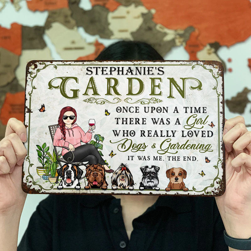 Once Upon A Time There Was A Girl Who Really Loved Dogs & Gardening Dog Lovers - Backyard Sign - Personalized Custom Classic Metal Signs - Image 3