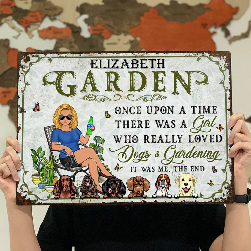 Once Upon A Time There Was A Girl Who Really Loved Dogs & Gardening Dog Lovers - Backyard Sign - Personalized Custom Classic Metal Signs - Image 4