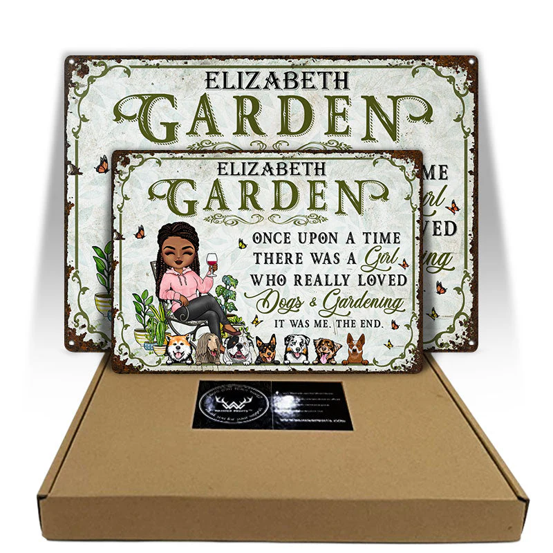Once Upon A Time There Was A Girl Who Really Loved Dogs & Gardening Dog Lovers - Garden Sign - Personalized Custom Classic Metal Signs - Image 3