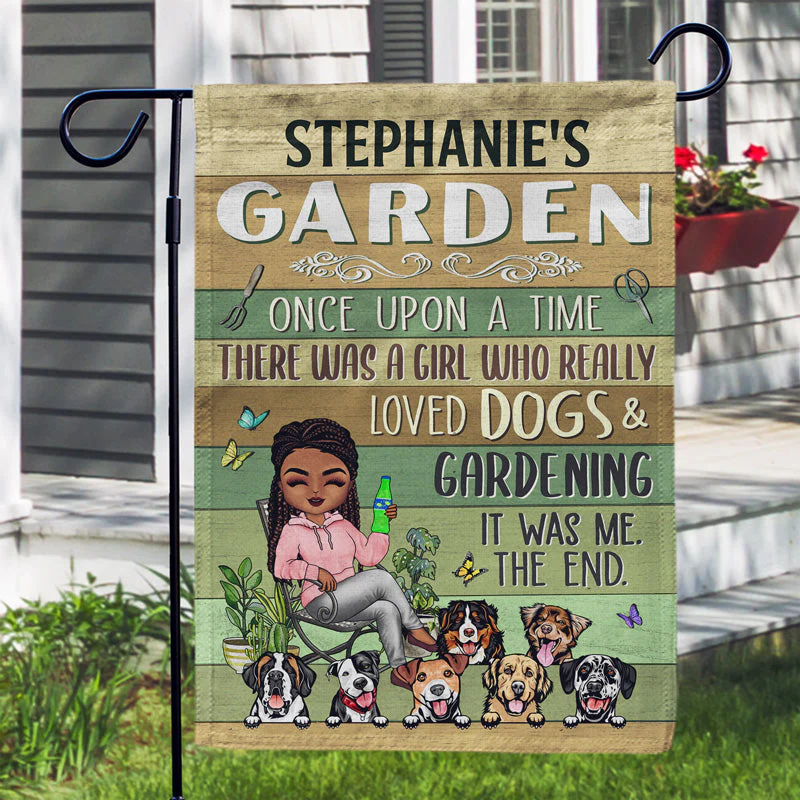 Once Upon A Time There Was A Girl Who Really Loved Dogs & Gardening - Personalized Custom Flag - Image 3