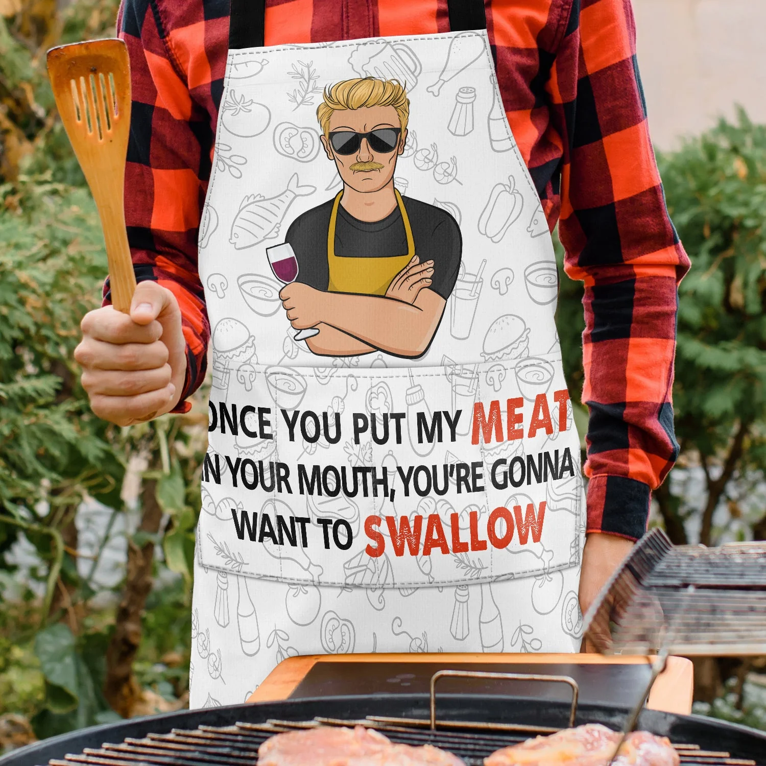 Once You Put My Meat In Your Mouth - Birthday, Anniversary, Funny Gift For Men, Husband, Boyfriend, Dad - Personalized Apron - Image 3
