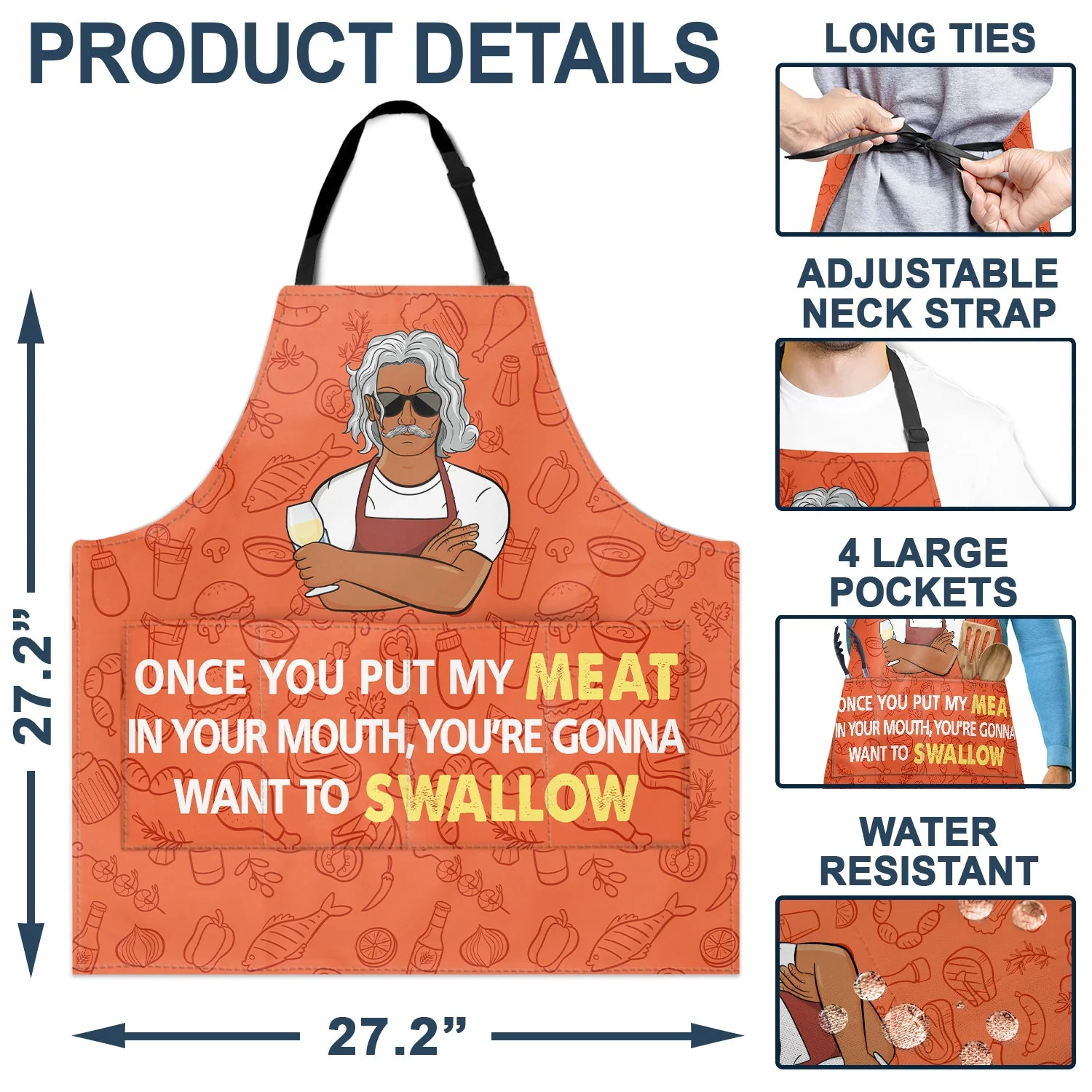 Once You Put My Meat In Your Mouth - Birthday, Anniversary, Funny Gift For Men, Husband, Boyfriend, Dad - Personalized Apron - Image 4
