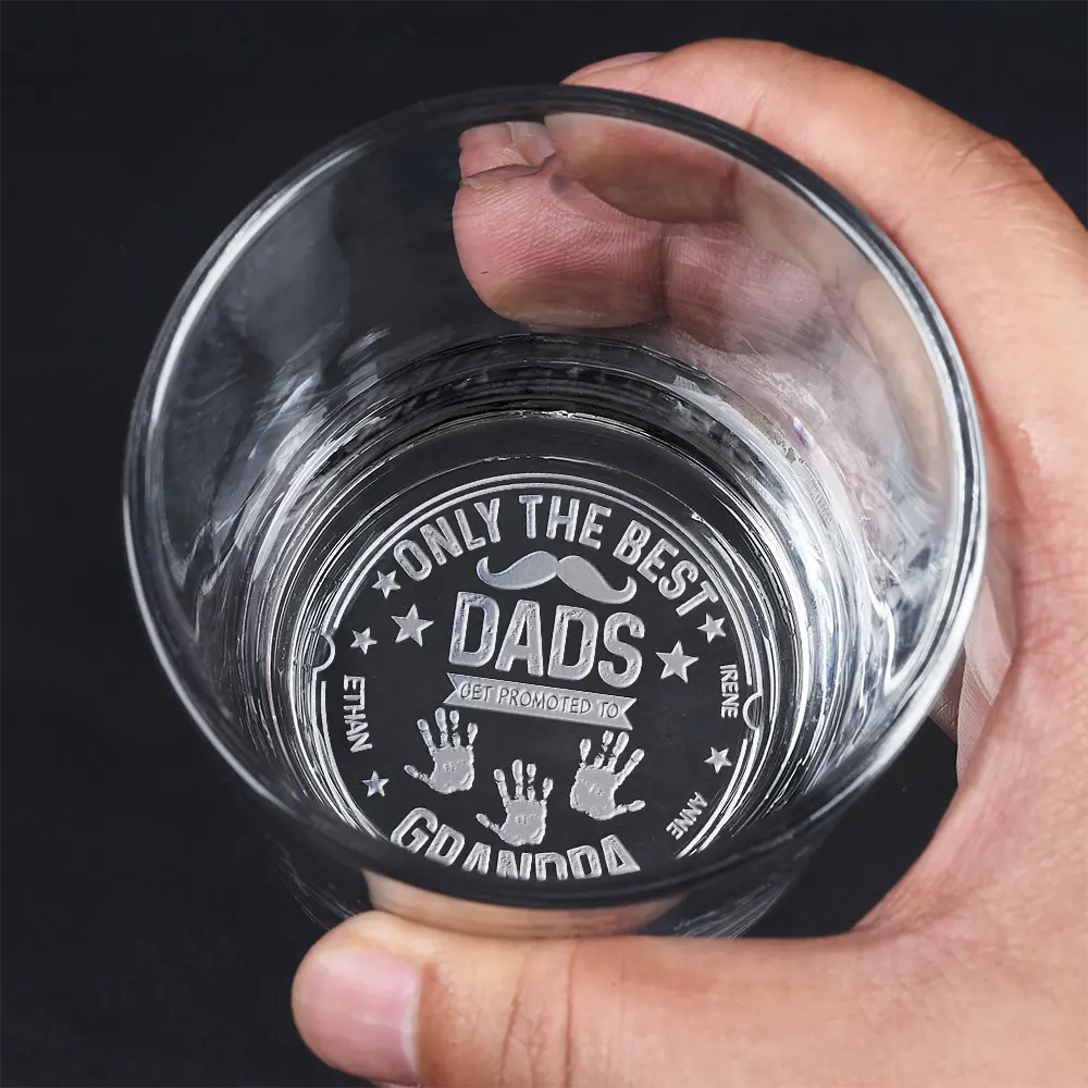 Only The Best Dads Get Promoted To Grandpa - Personalized Engraved Whiskey Glass - Image 4