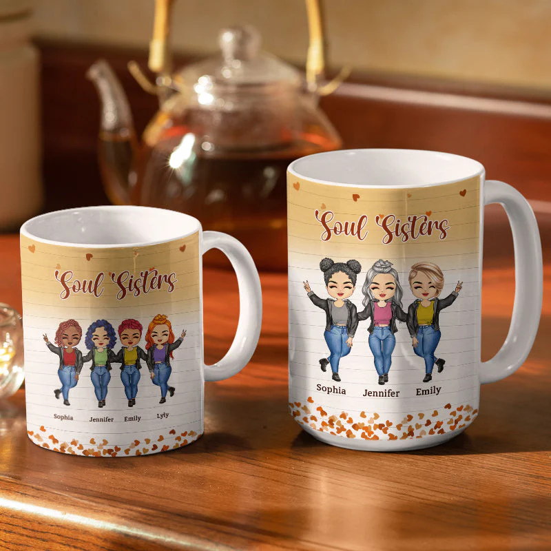 Only True Friends Will Leave Footprints In Your Heart - Gift For BFF Besties - Personalized Custom White Edge-to-Edge Mug - Image 3