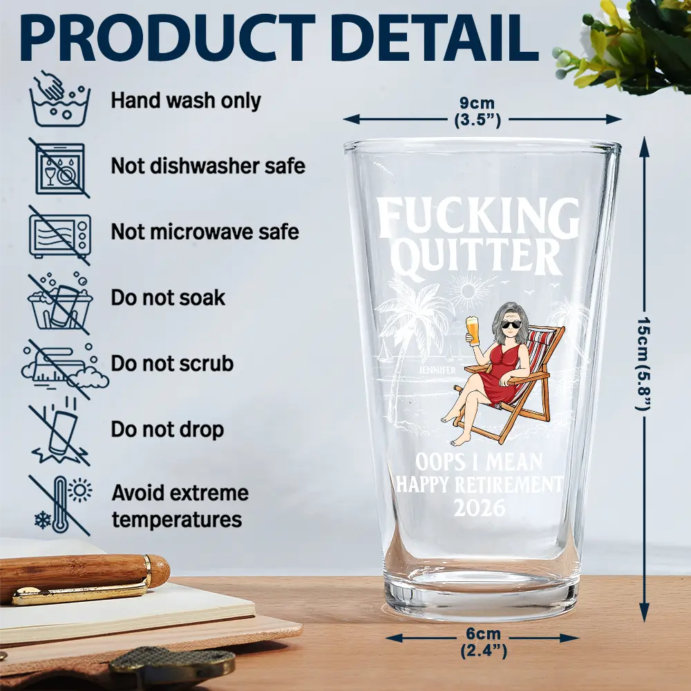 Oops I Mean Happy Retirement - Personalised Beer Glass - Image 5