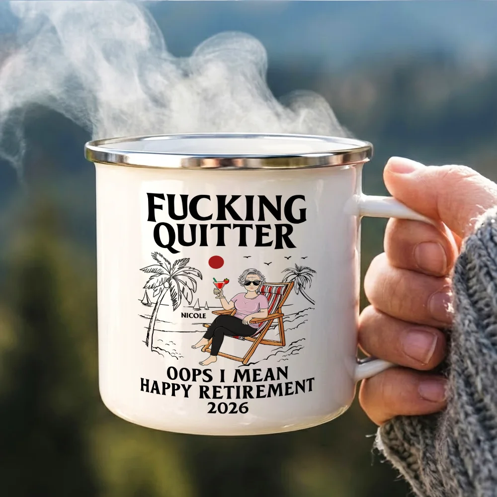 Oops I Mean Happy Retirement - Personalized Enamel Mug - Image 3
