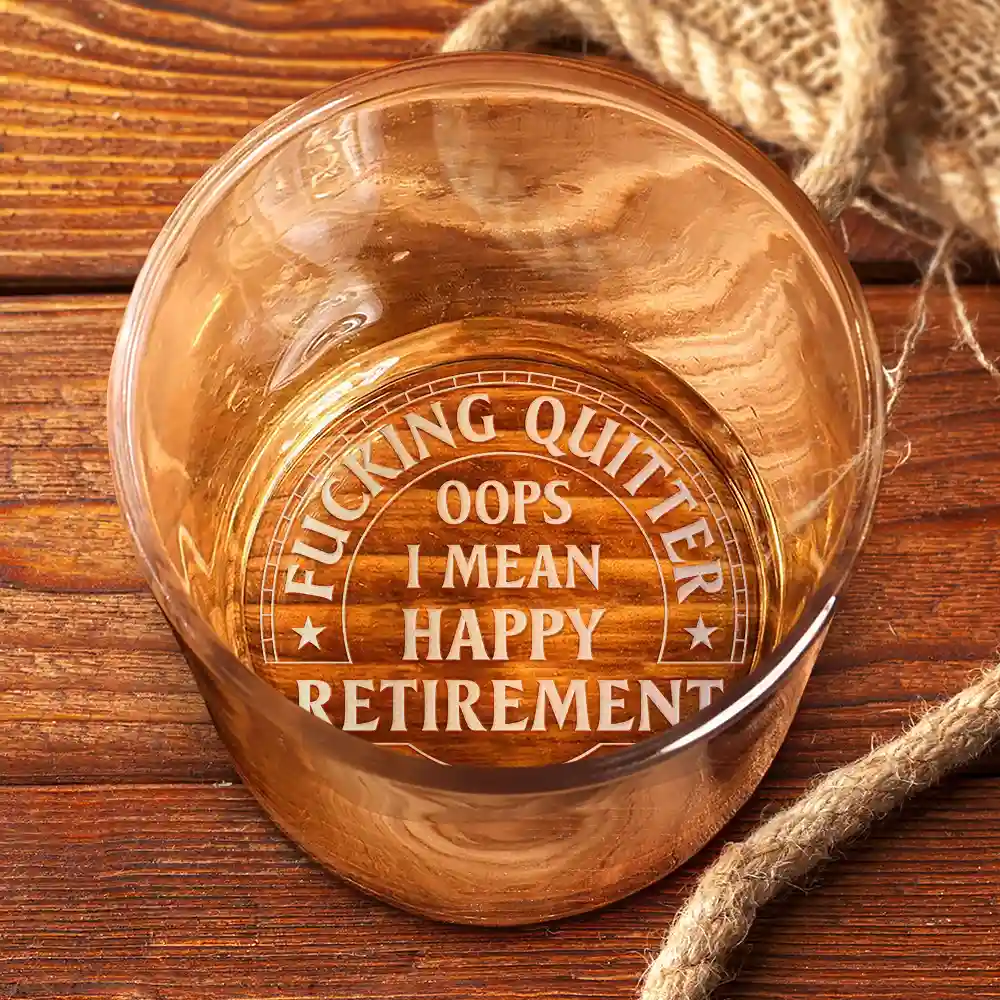 Oops I Mean Happy Retirement - Personalized Engraved Whiskey Glass - Image 3